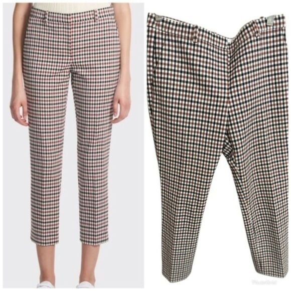Theory Treeca Cropped Check Pants blue white red 6 or 28 - Picture 1 of 14